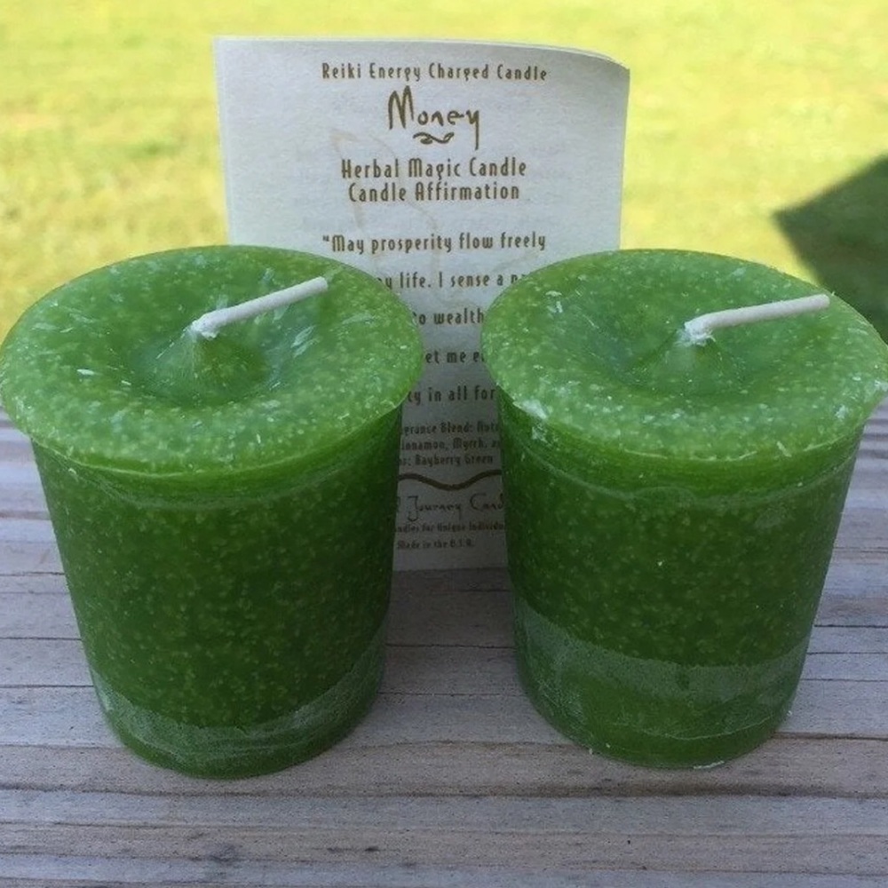 Money Reiki votive candles crystal journey candles natural 2 pack USA herbal
